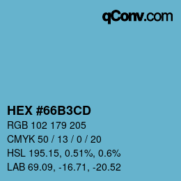 Color code: HEX #66B3CD | qconv.com