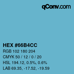 Color code: HEX #66B4CC | qconv.com