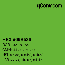 颜色代码: HEX #66B536 | qconv.com