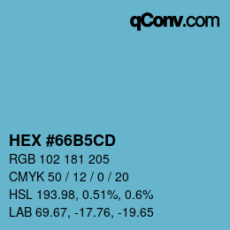 颜色代码: HEX #66B5CD | qconv.com