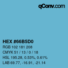 カラーコード: HEX #66B5D0 | qconv.com