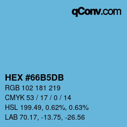 カラーコード: HEX #66B5DB | qconv.com