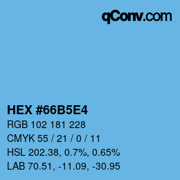 Farbcode: HEX #66B5E4 | qconv.com