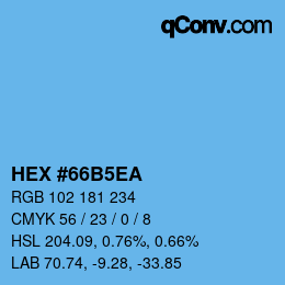 カラーコード: HEX #66B5EA | qconv.com
