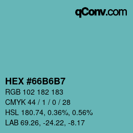 Color code: HEX #66B6B7 | qconv.com