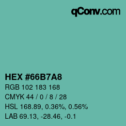 颜色代码: HEX #66B7A8 | qconv.com