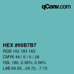 カラーコード: HEX #66B7B7 | qconv.com
