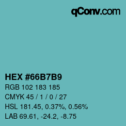 Color code: HEX #66B7B9 | qconv.com