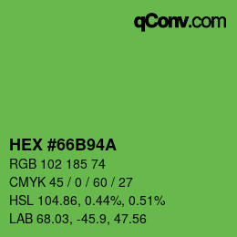 カラーコード: HEX #66B94A | qconv.com