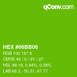 カラーコード: HEX #66BB06 | qconv.com