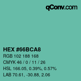 Color code: HEX #66BCA8 | qconv.com