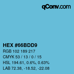 Color code: HEX #66BDD9 | qconv.com