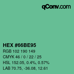 Color code: HEX #66BE95 | qconv.com