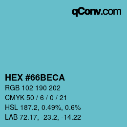 Color code: HEX #66BECA | qconv.com