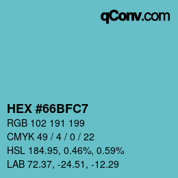 Código de color: HEX #66BFC7 | qconv.com
