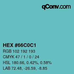 Color code: HEX #66C0C1 | qconv.com