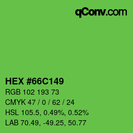 カラーコード: HEX #66C149 | qconv.com