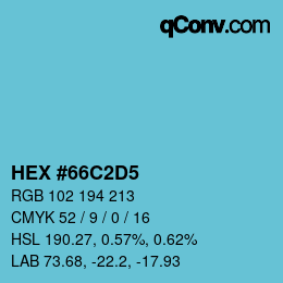 カラーコード: HEX #66C2D5 | qconv.com