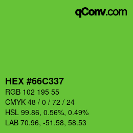 Color code: HEX #66C337 | qconv.com