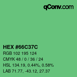 颜色代码: HEX #66C37C | qconv.com