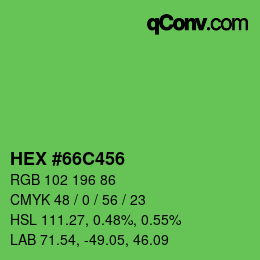 Color code: HEX #66C456 | qconv.com