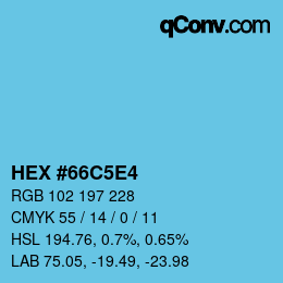 カラーコード: HEX #66C5E4 | qconv.com