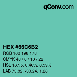 カラーコード: HEX #66C6B2 | qconv.com