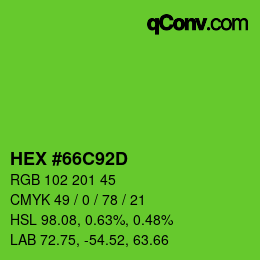 カラーコード: HEX #66C92D | qconv.com
