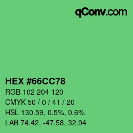 Color code: HEX #66CC78 | qconv.com