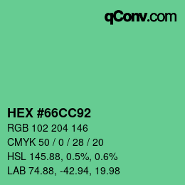 Color code: HEX #66CC92 | qconv.com