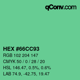 Color code: HEX #66CC93 | qconv.com