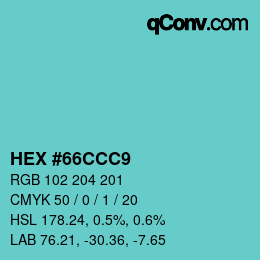 Color code: HEX #66CCC9 | qconv.com
