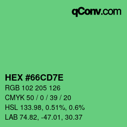 Color code: HEX #66CD7E | qconv.com