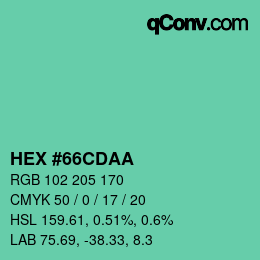 カラーコード: HEX #66CDAA | qconv.com