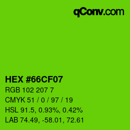 颜色代码: HEX #66CF07 | qconv.com