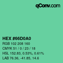 Farbcode: HEX #66D0A0 | qconv.com