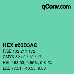 Color code: HEX #66D3AC | qconv.com