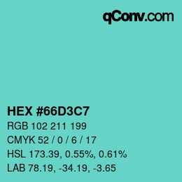 Color code: HEX #66D3C7 | qconv.com