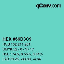 Color code: HEX #66D3C9 | qconv.com