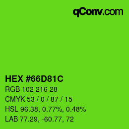 カラーコード: HEX #66D81C | qconv.com