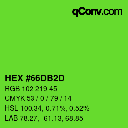 カラーコード: HEX #66DB2D | qconv.com