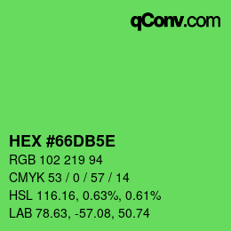 Farbcode: HEX #66DB5E | qconv.com
