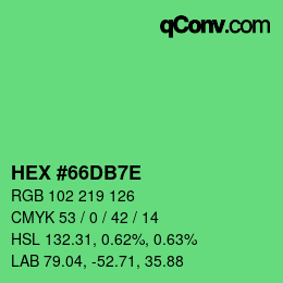 Color code: HEX #66DB7E | qconv.com