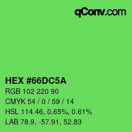カラーコード: HEX #66DC5A | qconv.com