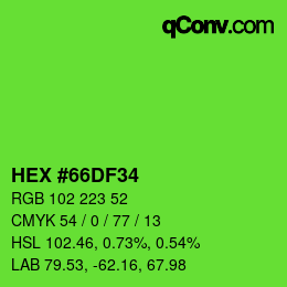 カラーコード: HEX #66DF34 | qconv.com