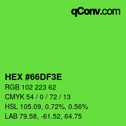 カラーコード: HEX #66DF3E | qconv.com