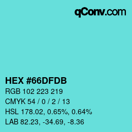 Color code: HEX #66DFDB | qconv.com