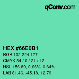 Color code: HEX #66E0B1 | qconv.com