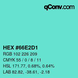 カラーコード: HEX #66E2D1 | qconv.com