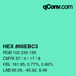 颜色代码: HEX #66EBC3 | qconv.com